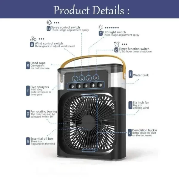 3 In 1 Fan Air Conditioner Portable Humidifier - Image 5